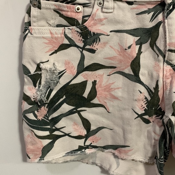 Time and Tru distressed shorts Sz 4, pink flowers - Picture 2 of 6